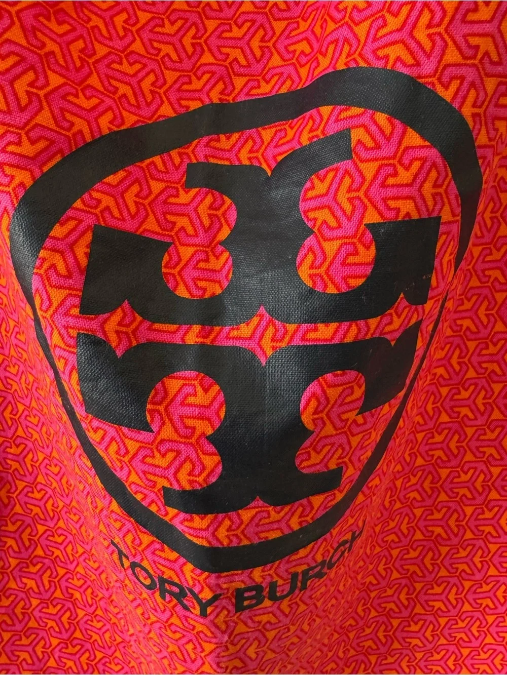 Tory Burch Large Dust Bag Pink Orange Logo Drawstring Storage 22x23